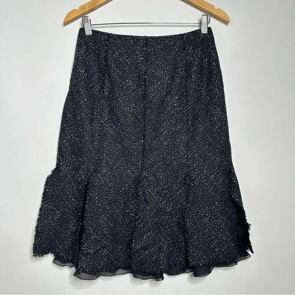 Lafayette 148 New York Black Tweed Split Layered Hem Skirt Size 6P - Picture 1 of 8